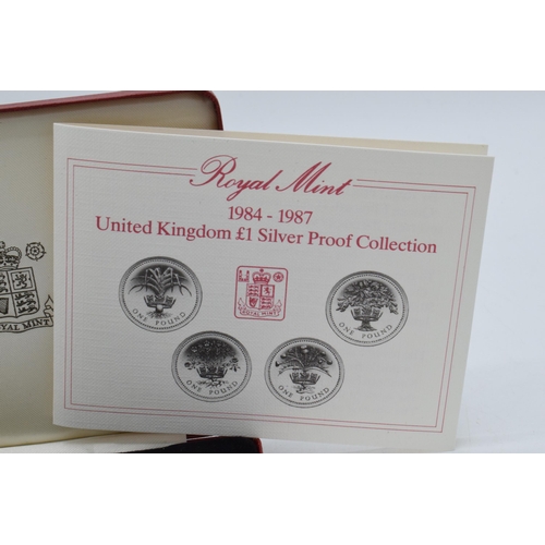 373 - Royal Mint issue: £1 Silver Proof collection 1984 - 1987 representing designs for Scotland, Wales, N... 