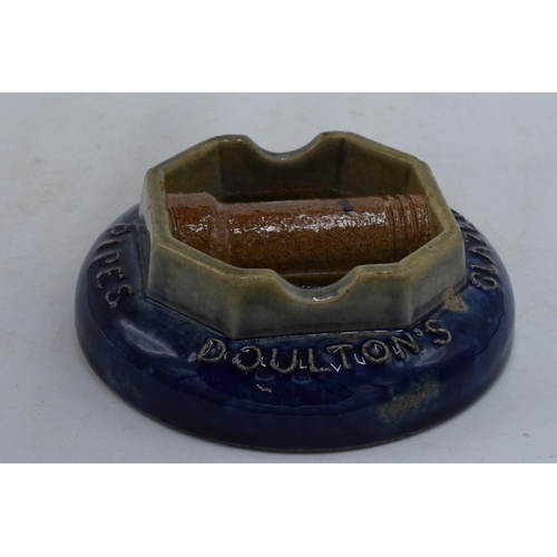 109 - Doulton Lambeth stoneware ashtray advertising Doulton's Glazed Stoneware Pipes diameter 11cm.