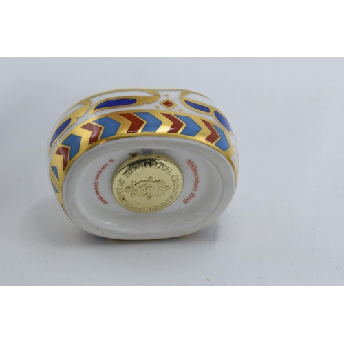 80E - Royal Crown Derby paperweight Millennium Bug with certificate. First quality with gold stopper.