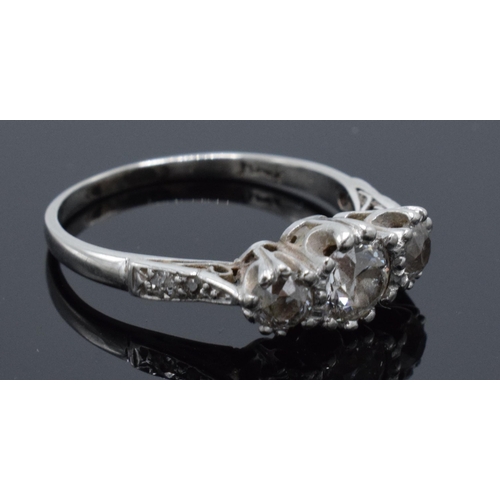 220 - Platinum and diamond ladies ring, 3.6 grams, size N, approx 0.8 carat of diamond.