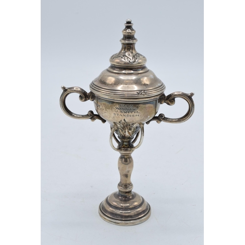 238 - A hallmarked silver Replica of News of the World Lancashire Bowls challenge Trophy won by J Smith St... 