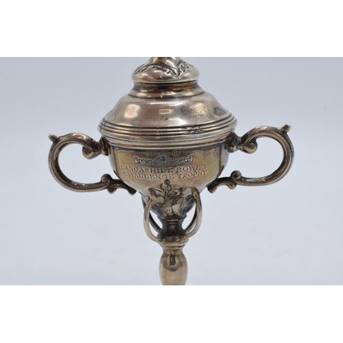 238 - A hallmarked silver Replica of News of the World Lancashire Bowls challenge Trophy won by J Smith St... 