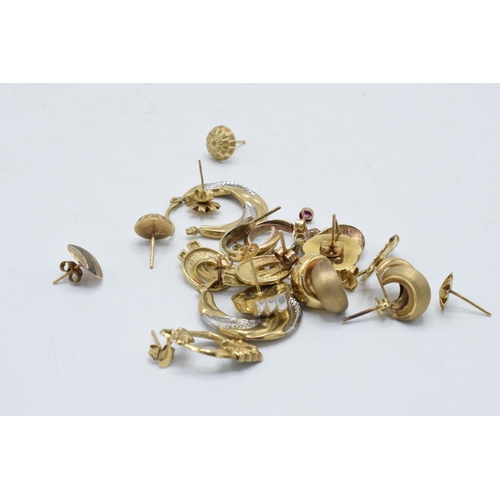 239 - A collection of 9ct gold earrings, 12.5 grams.