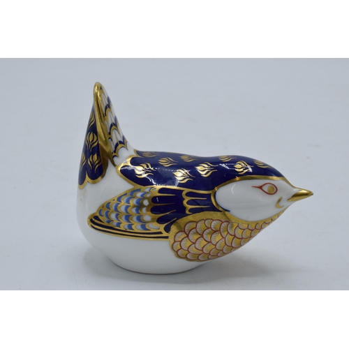 76A - Royal Crown Derby paperweight Wren, first quality with ceramic stopper.