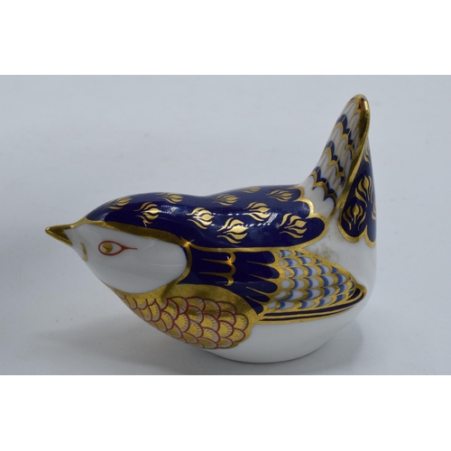 76A - Royal Crown Derby paperweight Wren, first quality with ceramic stopper.