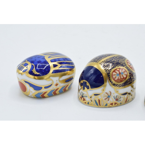 83 - Boxed Royal Crown Derby paperweights Millennium Bug, Blue Ladybird with 4 spots and a Red Ladybird w... 