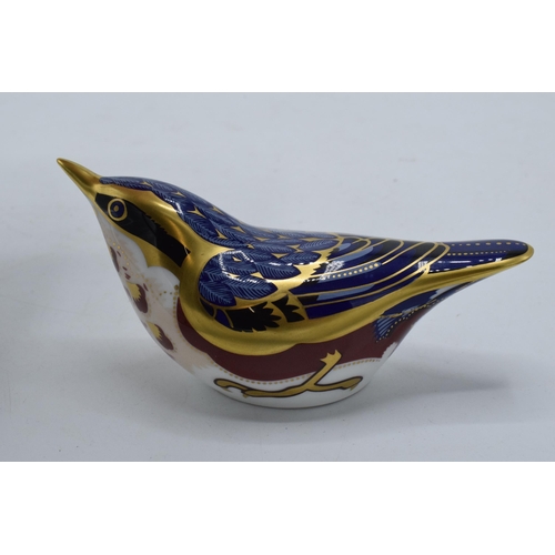 93 - Royal Crown Derby paperweight Nuthatch, silver stopper.