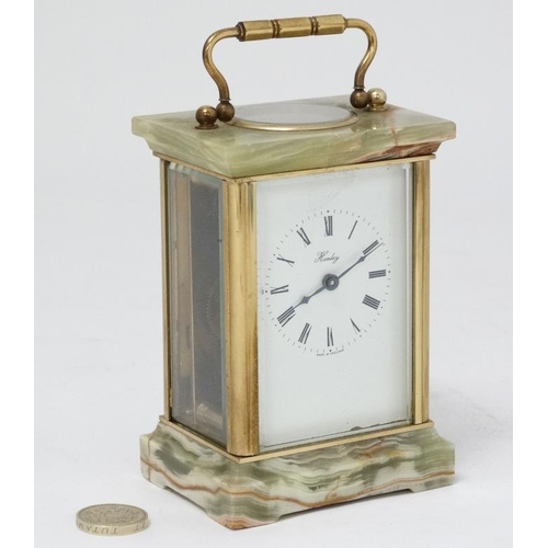 5 Glass 'Henley' Carriage Clock : a brass and ormolou cased 5 bevelled ...