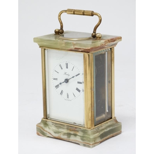 5 Glass 'Henley' Carriage Clock : a brass and ormolou cased 5 bevelled ...