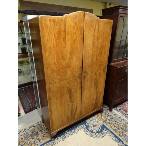 A 1950 S Art Deco Style Quarter Veneered 2 Door Wardrobe 77 High