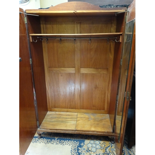 A 1950 S Art Deco Style Quarter Veneered 2 Door Wardrobe 77 High