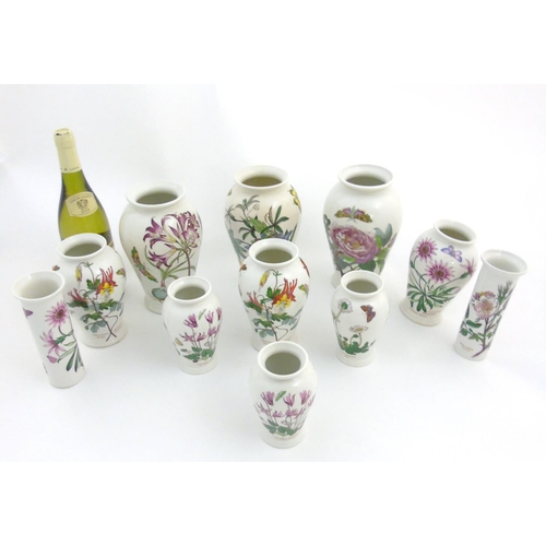 A Quantity Of 11 Portmeirion The Botanic Garden Vases Comprising