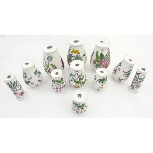 A Quantity Of 11 Portmeirion The Botanic Garden Vases Comprising