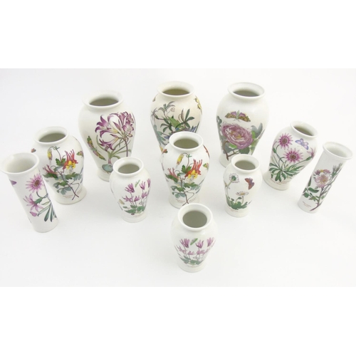 A Quantity Of 11 Portmeirion The Botanic Garden Vases Comprising