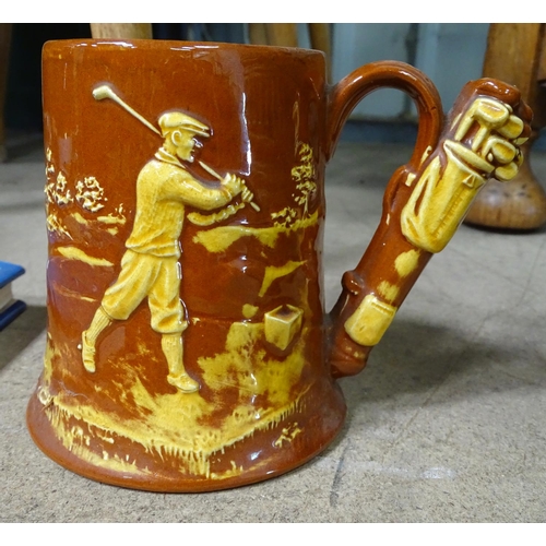 A Tall West German Vase Together With A Dartmouth Pottery Golfing