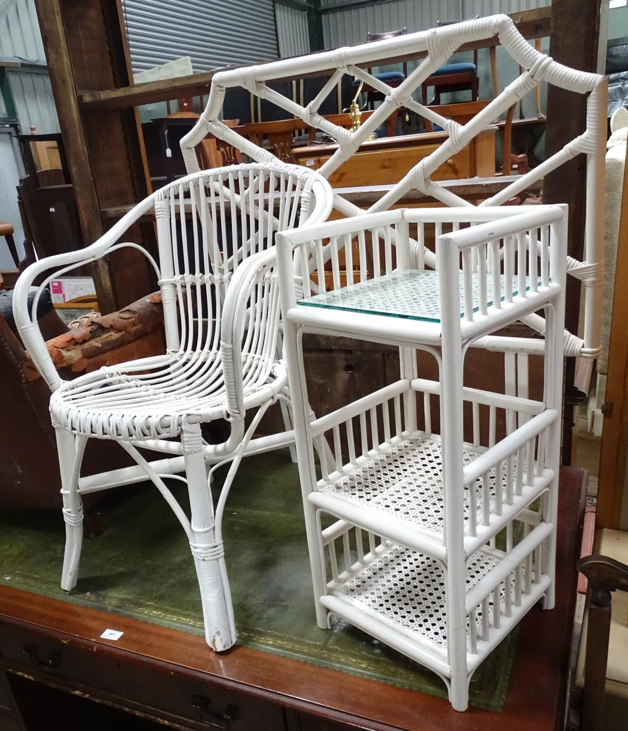 A quantity of Angraves 'invincible' white painted cane furniture to