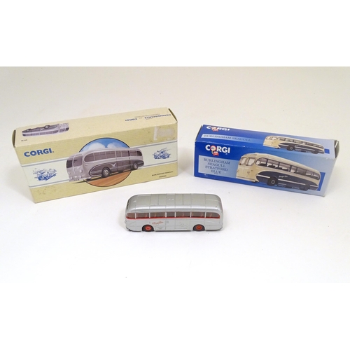 1293A - Toys: Three Corgi scale model coaches / buses, comprising Burlingham Seagull 'Silver Star', Burlingh... 