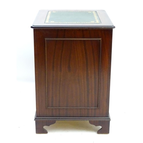 8 - A mahogany leather topped filing cabinet / pedestal . Approx 30