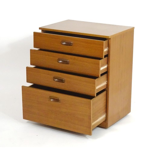13 - Vintage retro, mid-century: a Schreiber small chest of four drawers, standing on castors, 28