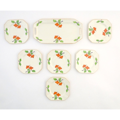 22 - A quantity of Art Deco Myott, Son & Co. plates in the pattern Falstaff, comprising serving plate and... 