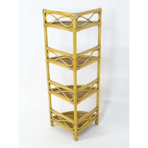 51 - A retro bamboo four tier corner whatnot / stand.
