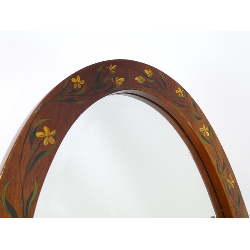 60 - Cheval mirror with painted surround and bevelled glass. Approx. 65