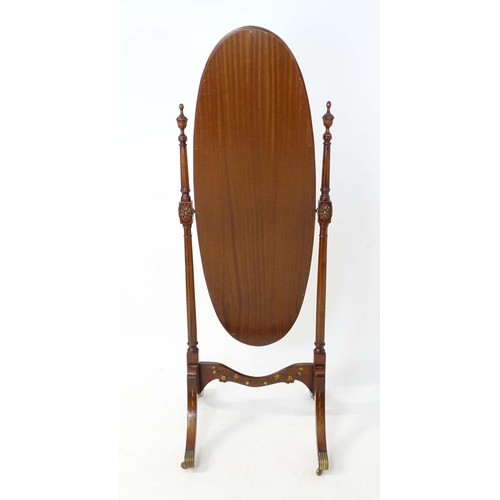 60 - Cheval mirror with painted surround and bevelled glass. Approx. 65
