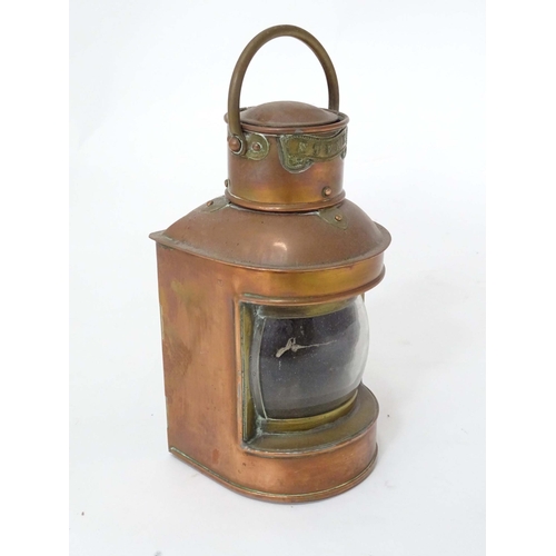 9 - A copper stern lamp, converted for electricity