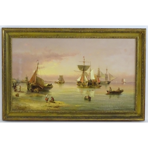 1421 - Henry Redmore (1820-1887), Marine School, Oil on canvas, A beach scene at sunrise with fishermen pre... 