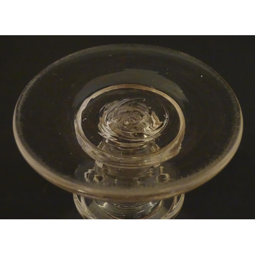 256 - An early 19thC glass rummer with unusual stepped knop to stem. Approx. 7