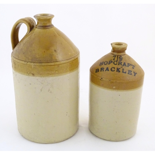 976 - Two early to mid 20thC stoneware flagons, comprising a beer carrier with printed mark 719 - Hopcraft... 