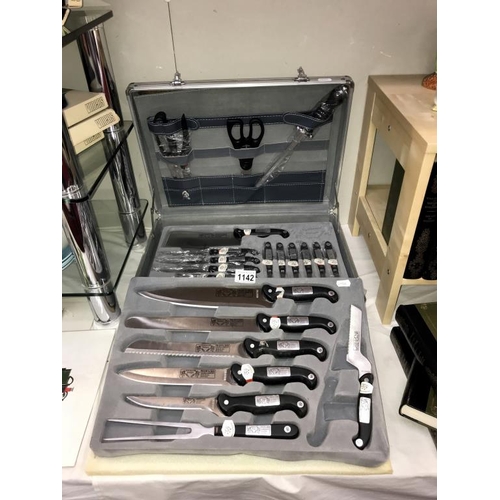 A cased set of Offenbach Solingen chefs knives set in alumin... Barnebys