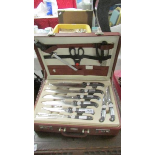 A cased set of Rosenbaum Solingen chef's knives. Barnebys