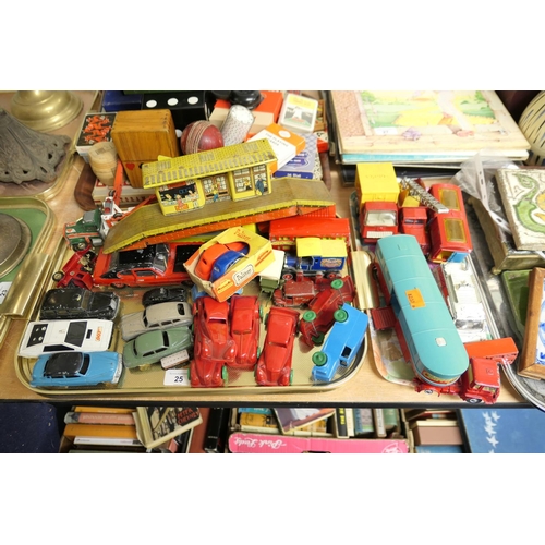 25 - Mixed diecast and plastic cars including a Corgi circus trailer, vintage Dinky Ford Capri, Palitoy N... 