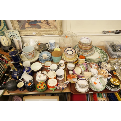 37 - Mixed Victorian and later dinner and tea wares including meat serving plates, collectors' plates, te... 
