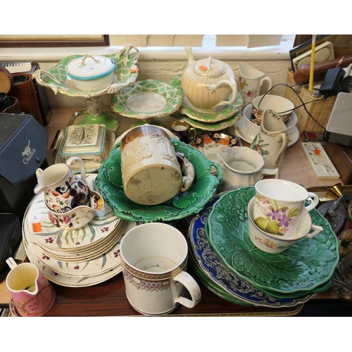 48 - Victorian and later ceramic wares including comports, teapot, water jugs and a stoneware tankard etc... 