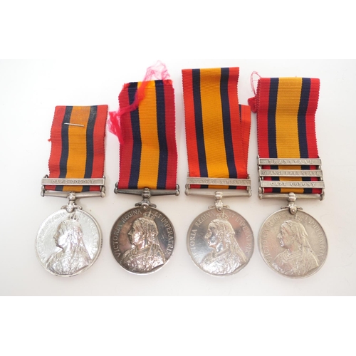 578 - Four Queen's South Africa medals, one with three clasps awarded to Pte. A. John, Imp Lt Horse; two w... 