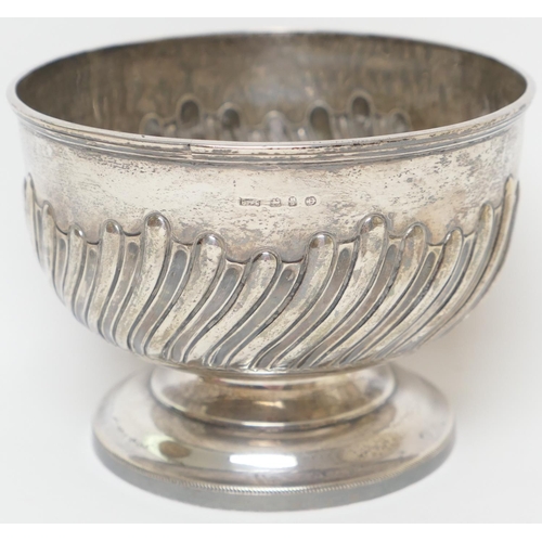 148 - Late Victorian silver rose bowl, maker E.G.P., Birmingham 1898, half wrythen fluted bowl over a step... 