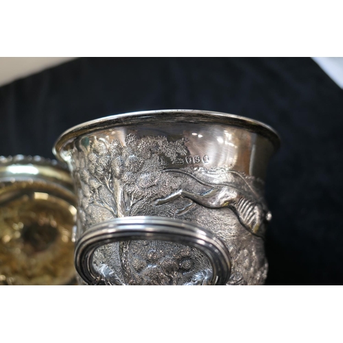 147 - George III silver lidded ice bucket, by Rebecca Emes and Edward Barnard, London 1813, later repousse... 