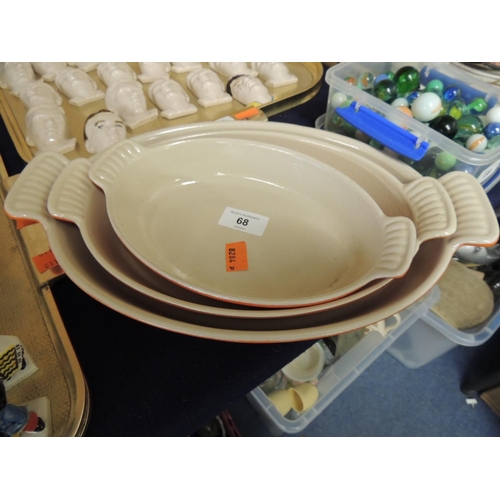 68 - Set of three Le Creuset braising dishes