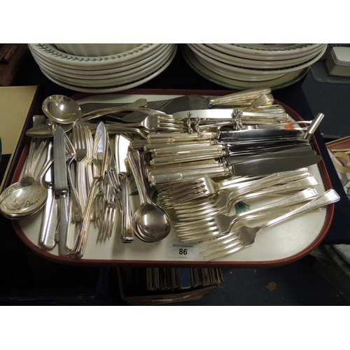 86 - Mixed silver plated cutlery and two utensil stands