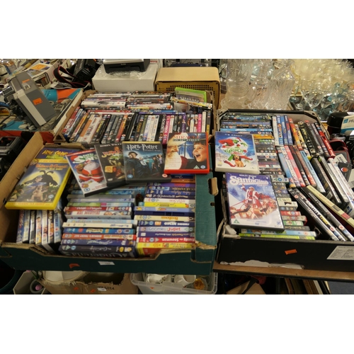104 - Three boxes of DVDs for young and teenage children, and several Christmas themed DVDs, all Certifica... 
