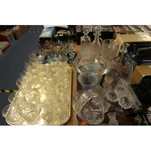 108 - Mixed glassware including Edwardian etched glass pedestal mounted dessert and sherry glasses etc; al... 