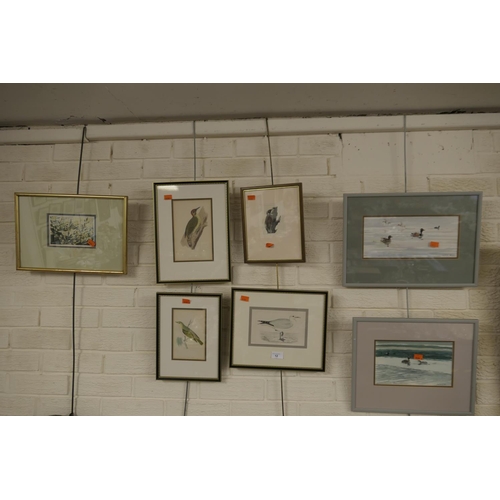 12 - John Busley (Contemporary), two watercolours of Grebes, signed and dated; also four ornithological e... 