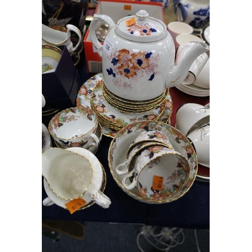 135 - Small quantity of Victorian Staffordshire tea wares; also a Gibson & Sons Melrose teapot