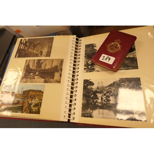 389 - Five postcard and photographic albums, principally English landmarks and other points of interest; a... 