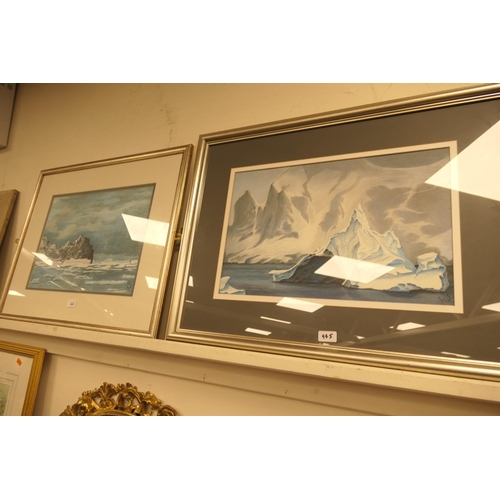 445 - Nicole Faleur, 'Studies in Antartica', two pastel drawings, signed with initials