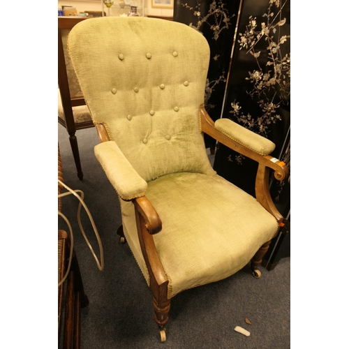 448 - Victorian mahogany and upholstered armchair