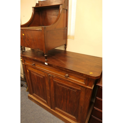 470 - Late 19th Century mahogany two door side cabinet and a Victorian mahogany step commode (2)