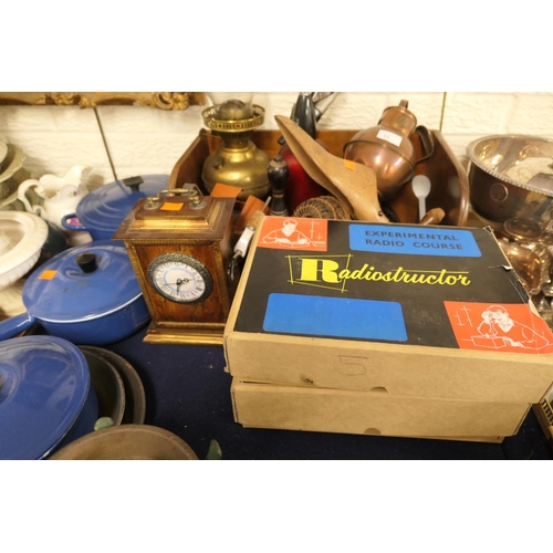 11 - Miscellany including vintage radiostructor, vintage soda syphon, shoe last, mantel clock etc